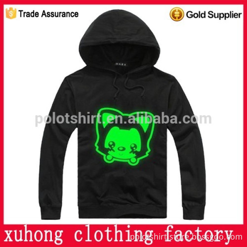 65%cotton 35%polyester women hood tshirt, pullover windbreak Led light